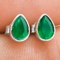 925 Sterling Silver Teardrop Natural Gemstone Stud Handmade Earrings DGE1090 E-1016