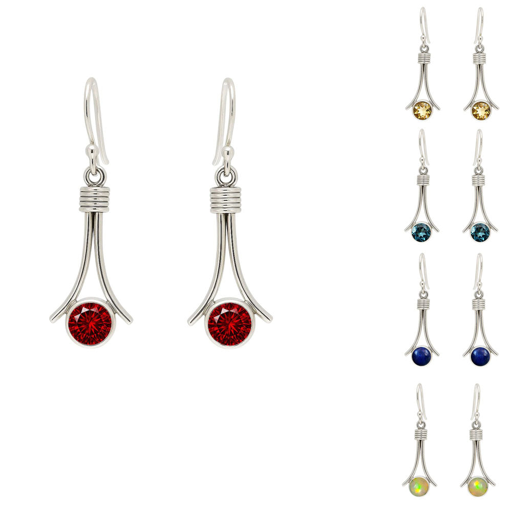925 Sterling Silver Gemstone Dangle Earrings Handmade Modern Jewelry DGE1093 E-1046