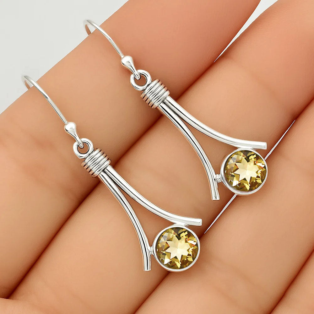 925 Sterling Silver Gemstone Dangle Earrings Handmade Modern Jewelry DGE1093 E-1046