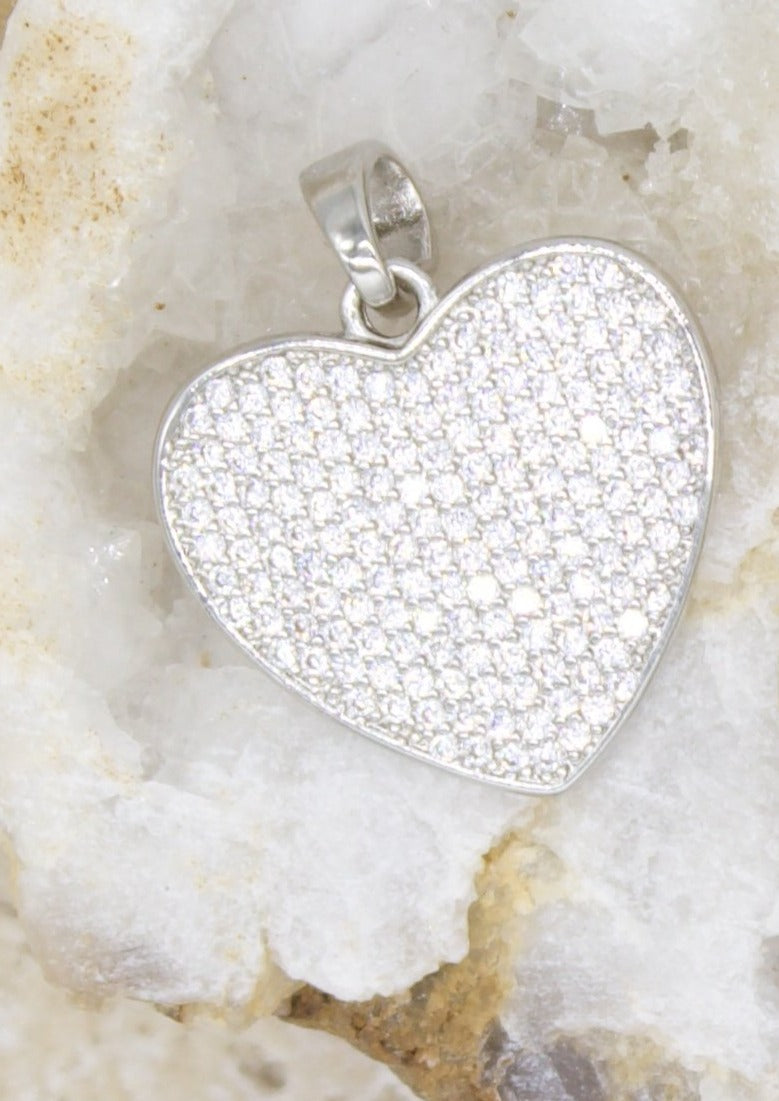 18K Gold Filled Heart Pendant With Micro CZ Cubic Zirconia Stones