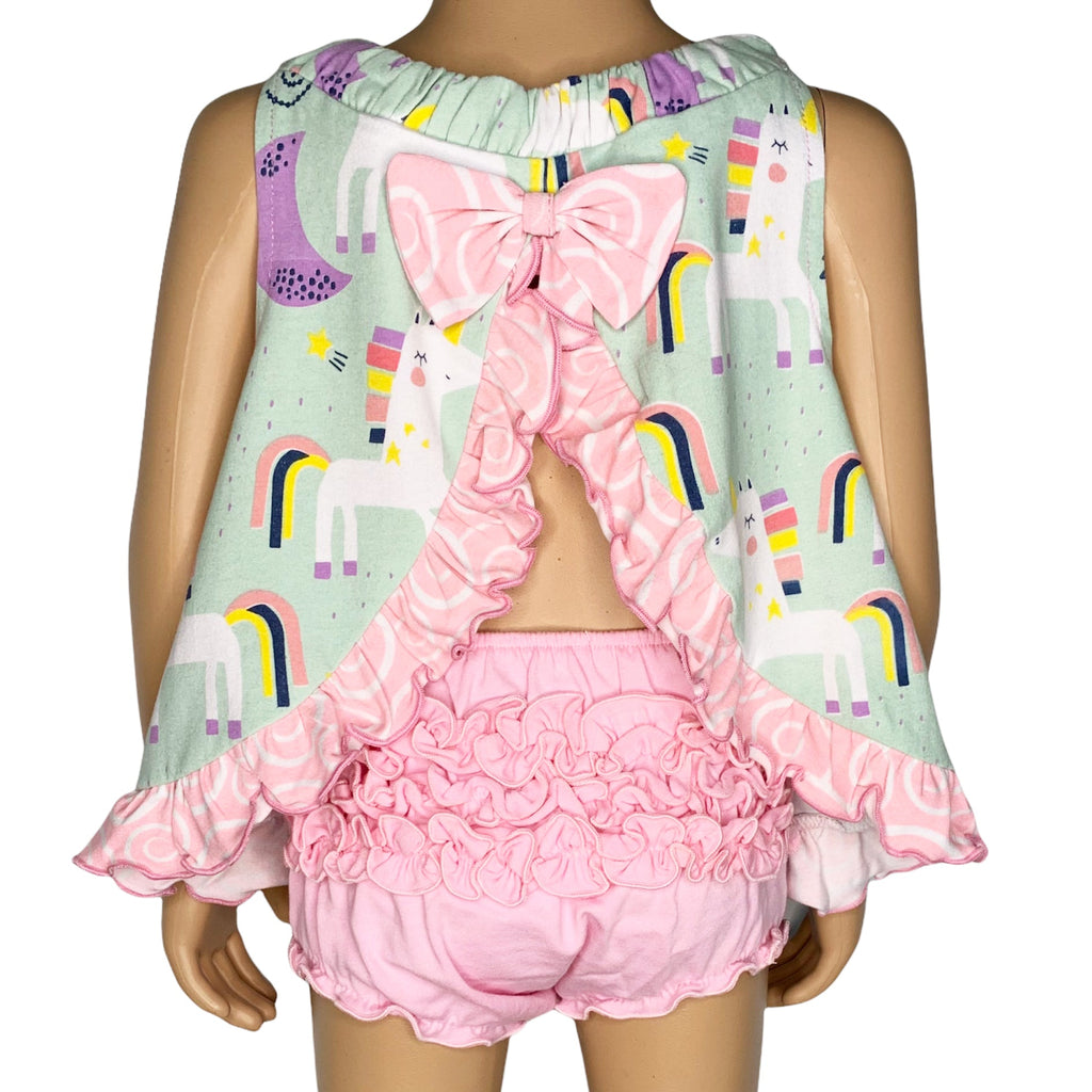 AnnLoren Baby and Big Girls Unicorn Swing Tank Top Spring Summer Separates