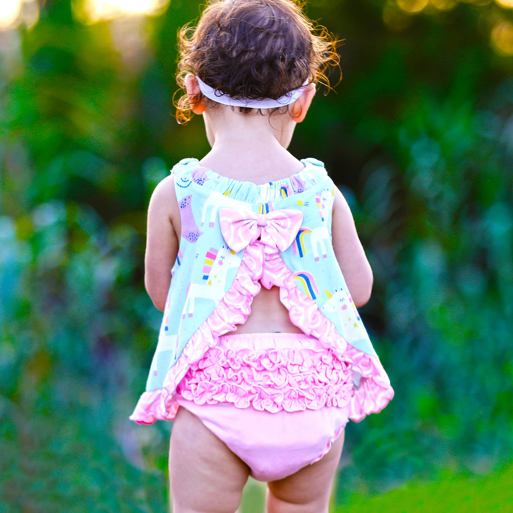 AnnLoren Baby and Big Girls Unicorn Swing Tank Top Spring Summer Separates