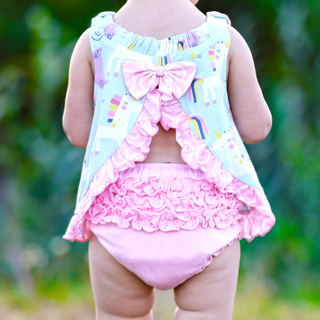 AnnLoren Baby and Big Girls Unicorn Swing Tank Top Spring Summer Separates