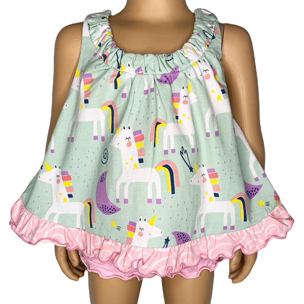 AnnLoren Baby and Big Girls Unicorn Swing Tank Top Spring Summer Separates