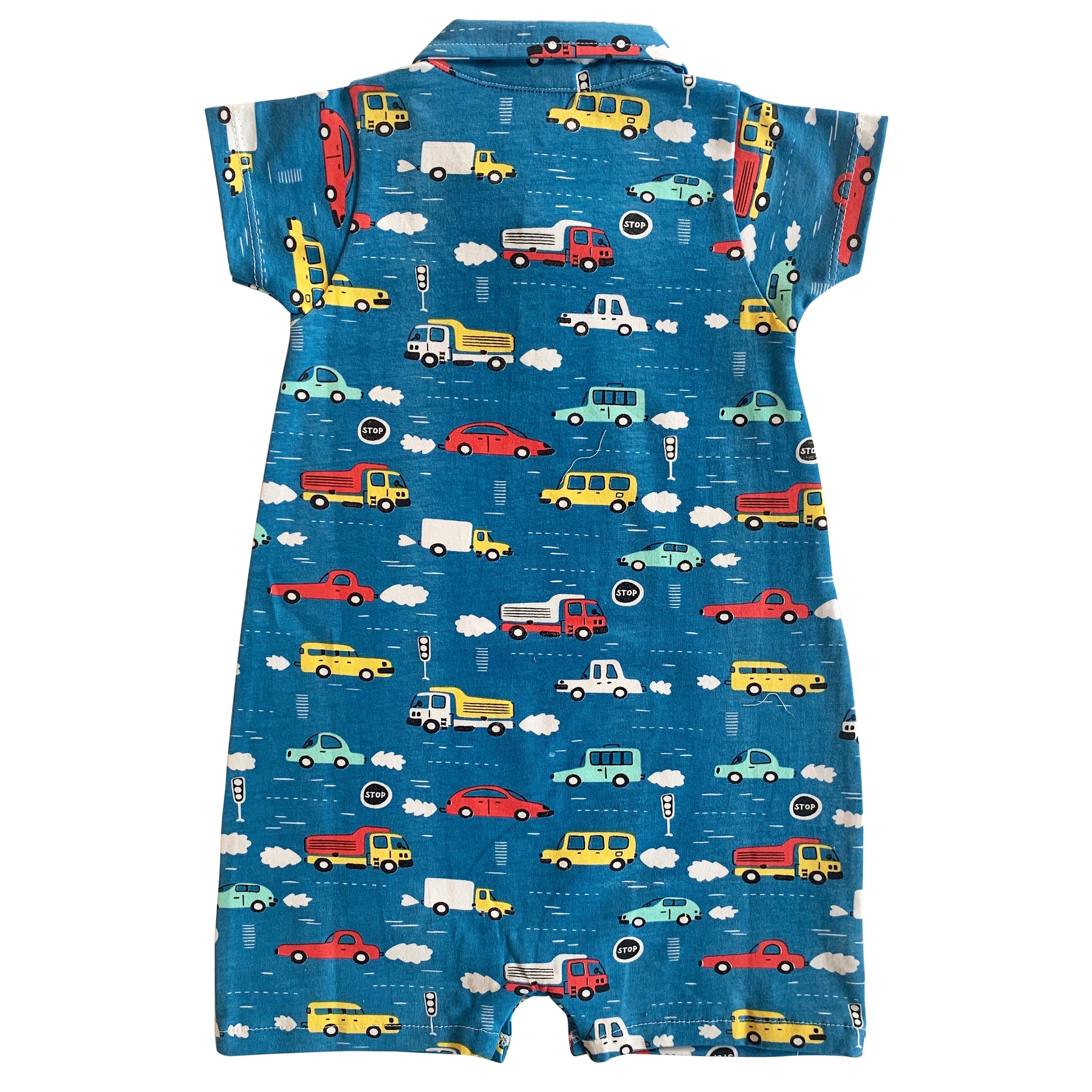 AnnLoren Automobile Cars Trucks Spring Collar Baby Boys Romper Toddler Jumpsuit