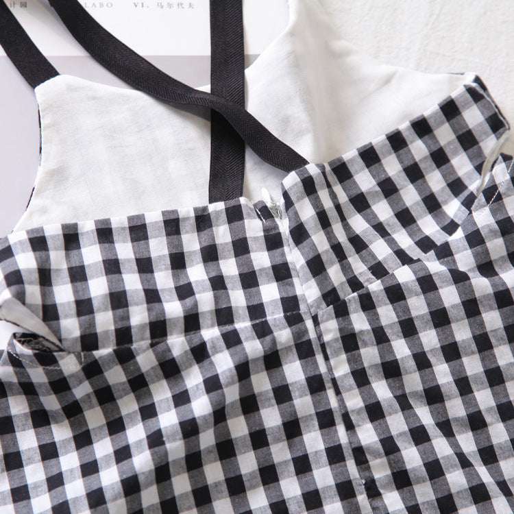 Baby Girl Classic Plaid Pattern Sleeveless Dress In Summer
