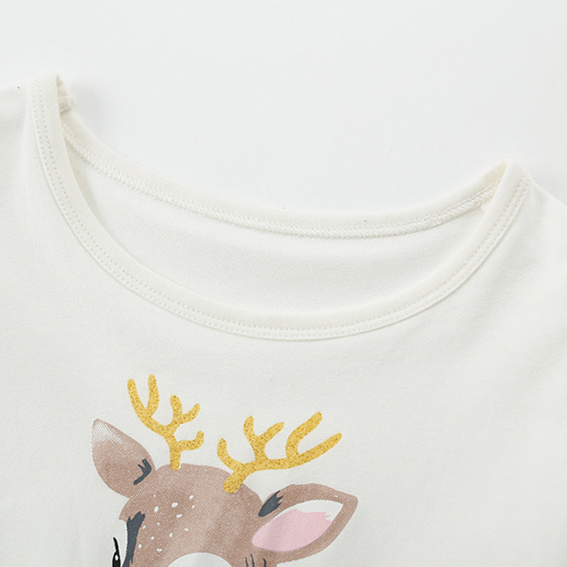 Autumn Arrival Baby Kids Girls Cartoon Pattern Long Sleeves Crew Neck Dress