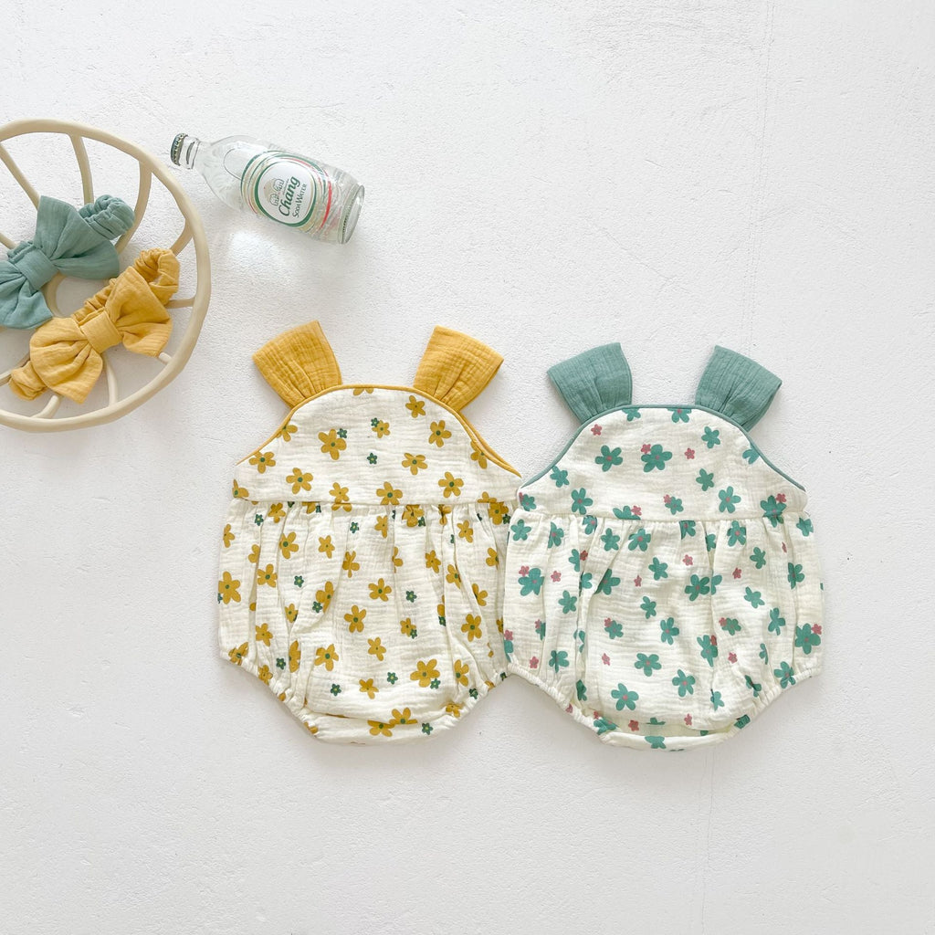 Baby Girl Floral Print Sleeveless Suspenders bodysuit