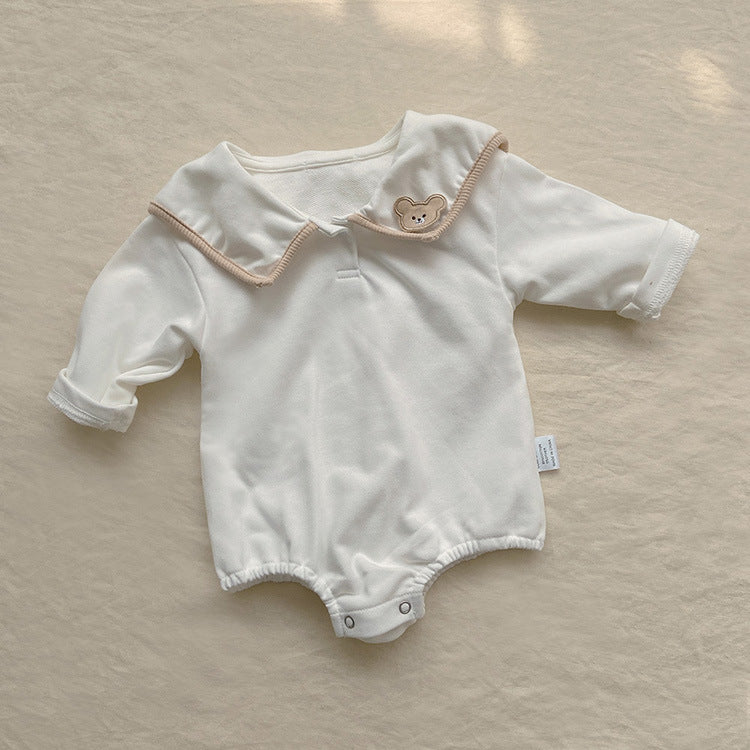 Baby Girl Bear Patched Pattern College Style bodysuit & Sets