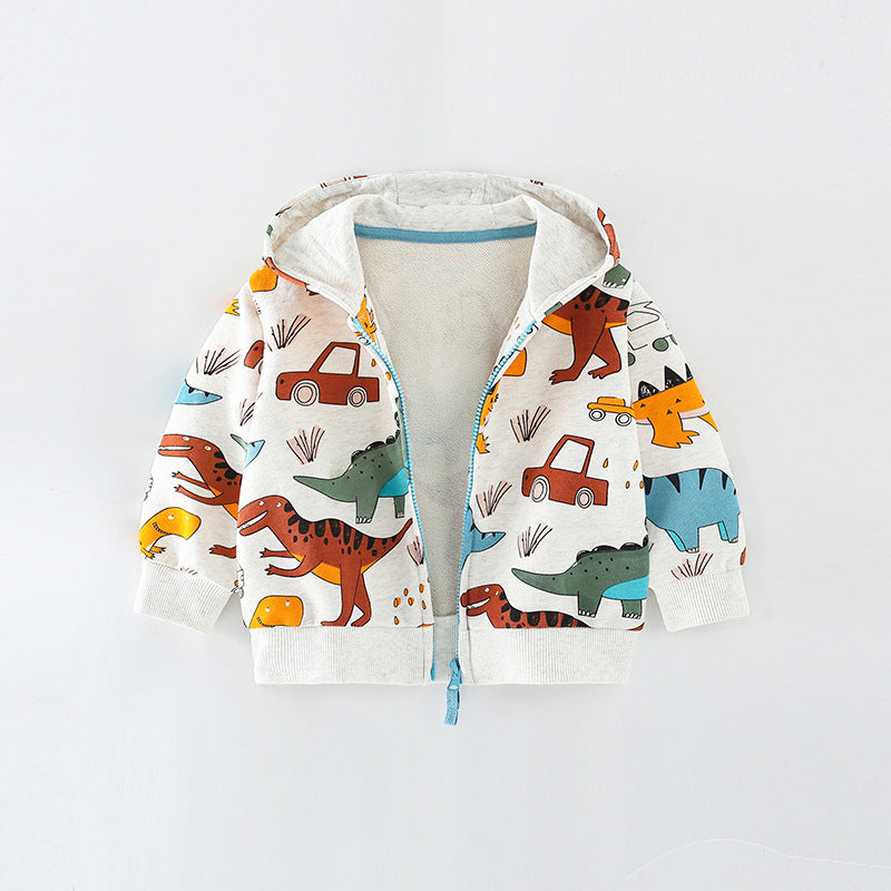 Arrival European and American Style Boys’ Cartoon Animals Pattern Coat with Long Sleeves