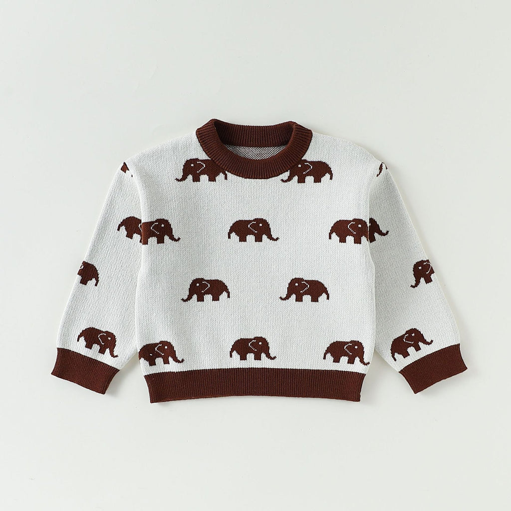 Autumn Arrival Baby Unisex Long Sleeves Animals Pattern Crew Neck Rompers