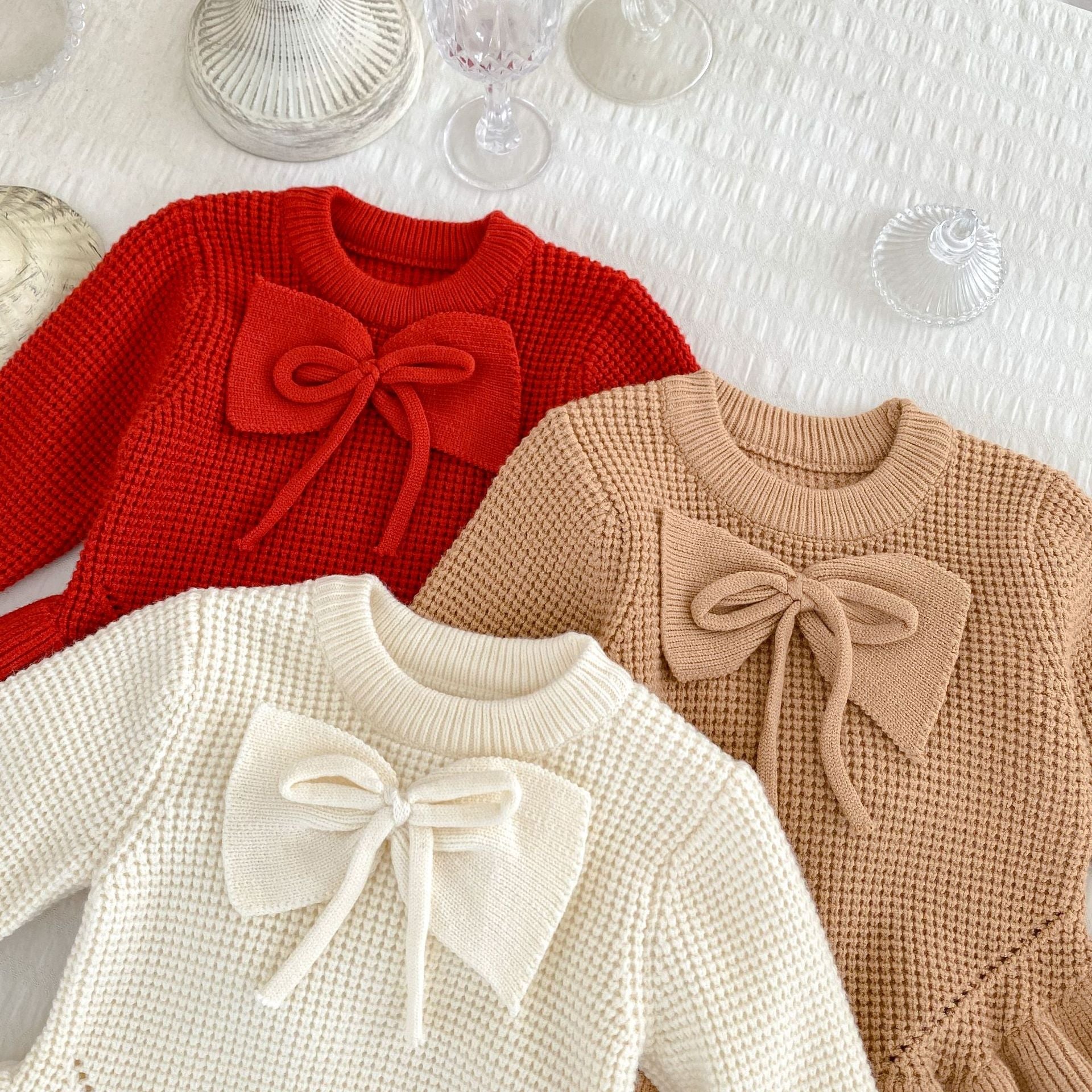 Autumn Arrival Baby Kids Girls Comfortable Solid Color Knitted Long Sleeves Top