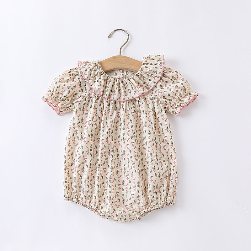 Baby Ditsy Flower Graphic Puff Sleeves bodysuit&Sets