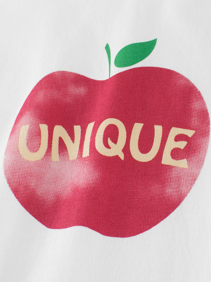 Autumn Arrival Kids Girls Unique Apple Print Crew Neck Long Sleeves Shirt