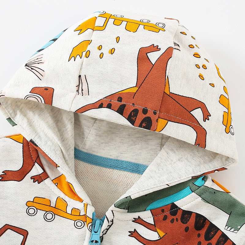 Arrival European and American Style Boys’ Cartoon Animals Pattern Coat with Long Sleeves