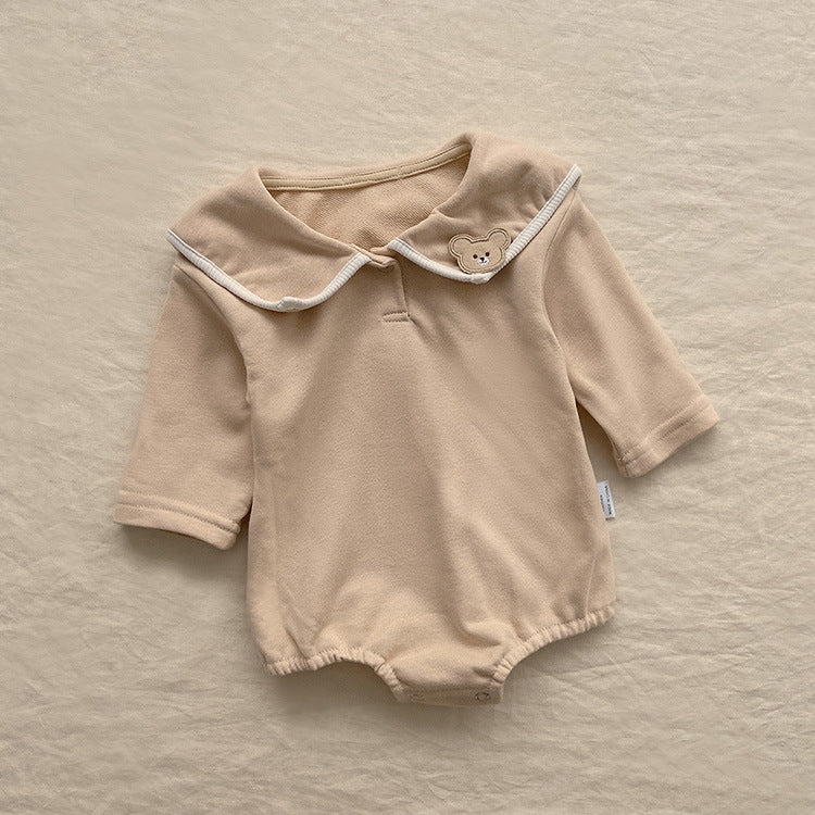 Baby Girl Bear Patched Pattern College Style bodysuit & Sets