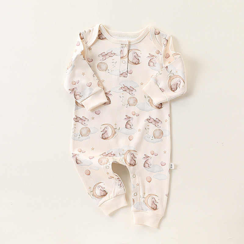 Autumn and Spring Arrival Baby Unisex Simple Animals Pattern Long Sleeves Rompers
