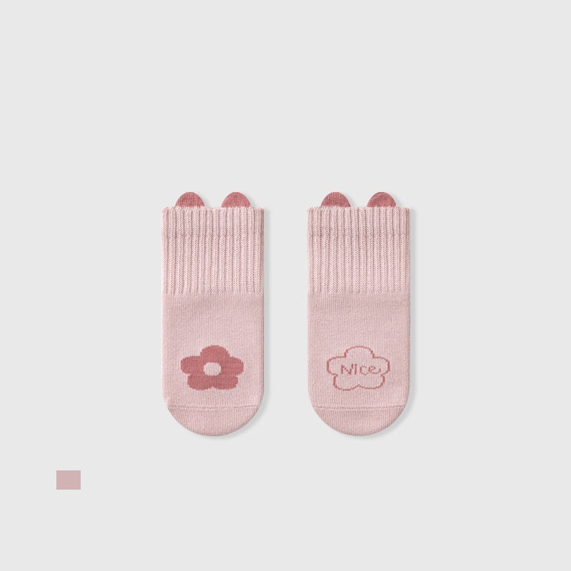 Autumn Baby Unisex Breathable Animals Cartoon and Flower Pattern Color Patchwork Thin Socks