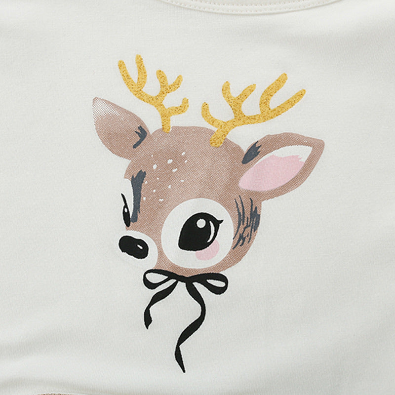 Autumn Arrival Baby Kids Girls Cartoon Pattern Long Sleeves Crew Neck Dress