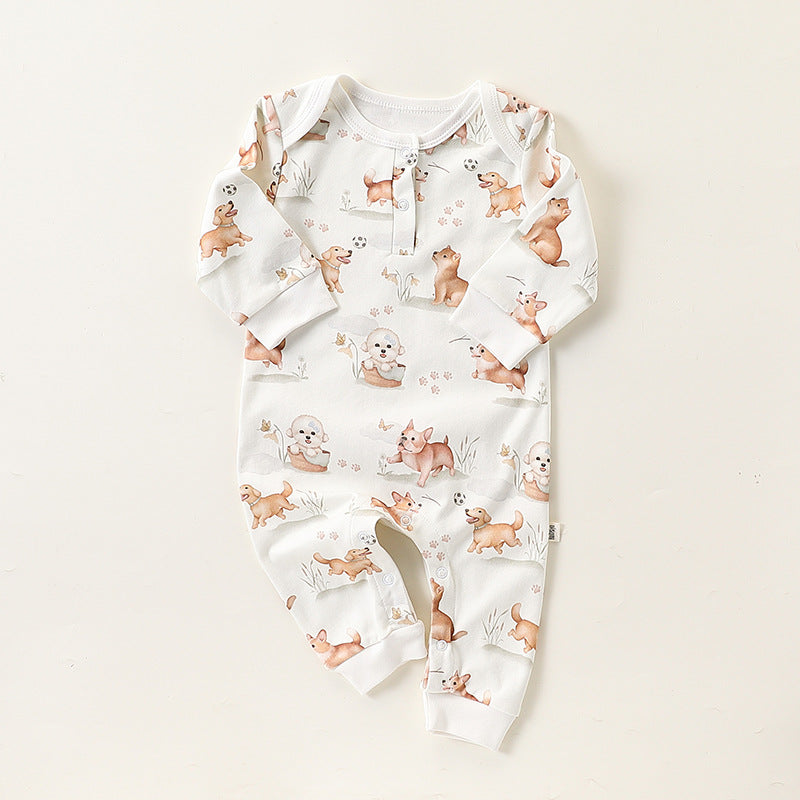 Autumn and Spring Arrival Baby Unisex Simple Animals Pattern Long Sleeves Rompers