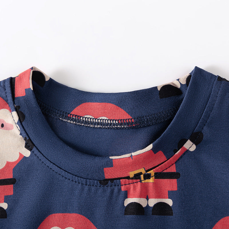 Baby Kids Christmas Cartoon Pattern Long Sleeves Casual Pajamas Clothing Set