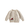 Autumn Arrival Baby Kids Unisex Comfortable Mushrooms Embroiedery Pattern Knitted Long Sleeves Cardigan