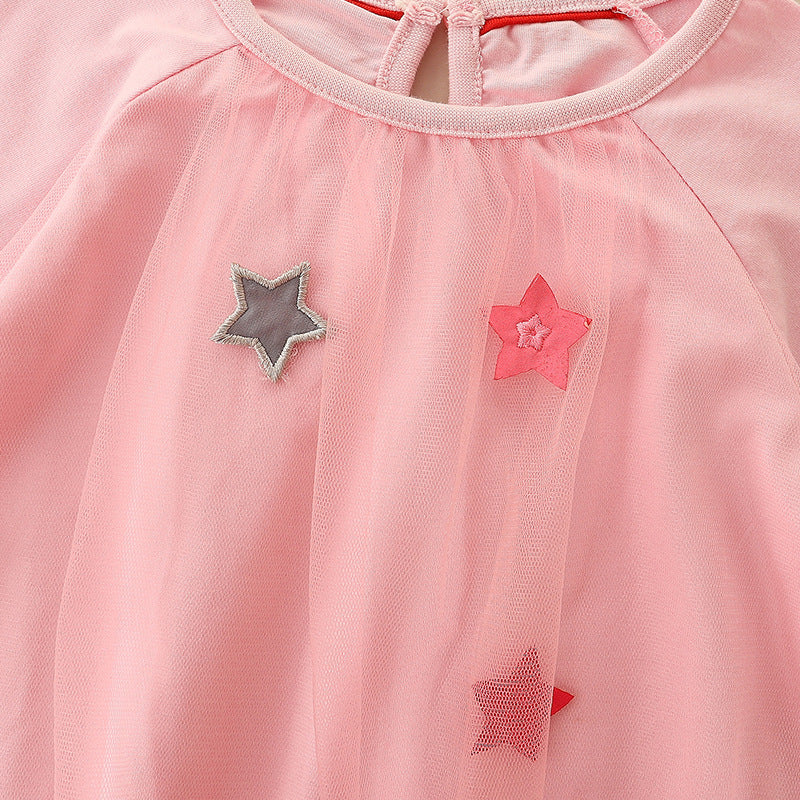 Arrival Girls’ Long Sleeve Princess Dress For Children, Baby Girls’ Exquisite Heart/Star Mesh Dress