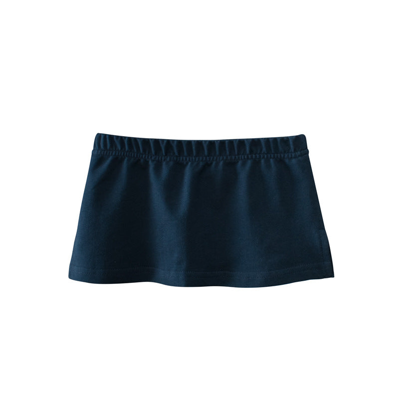 Baby Girl Basic Solid Color Sport Style Bottom Half Skirt With Inner Hem