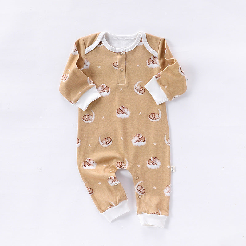 Autumn and Spring Arrival Baby Unisex Simple Animals Pattern Long Sleeves Rompers