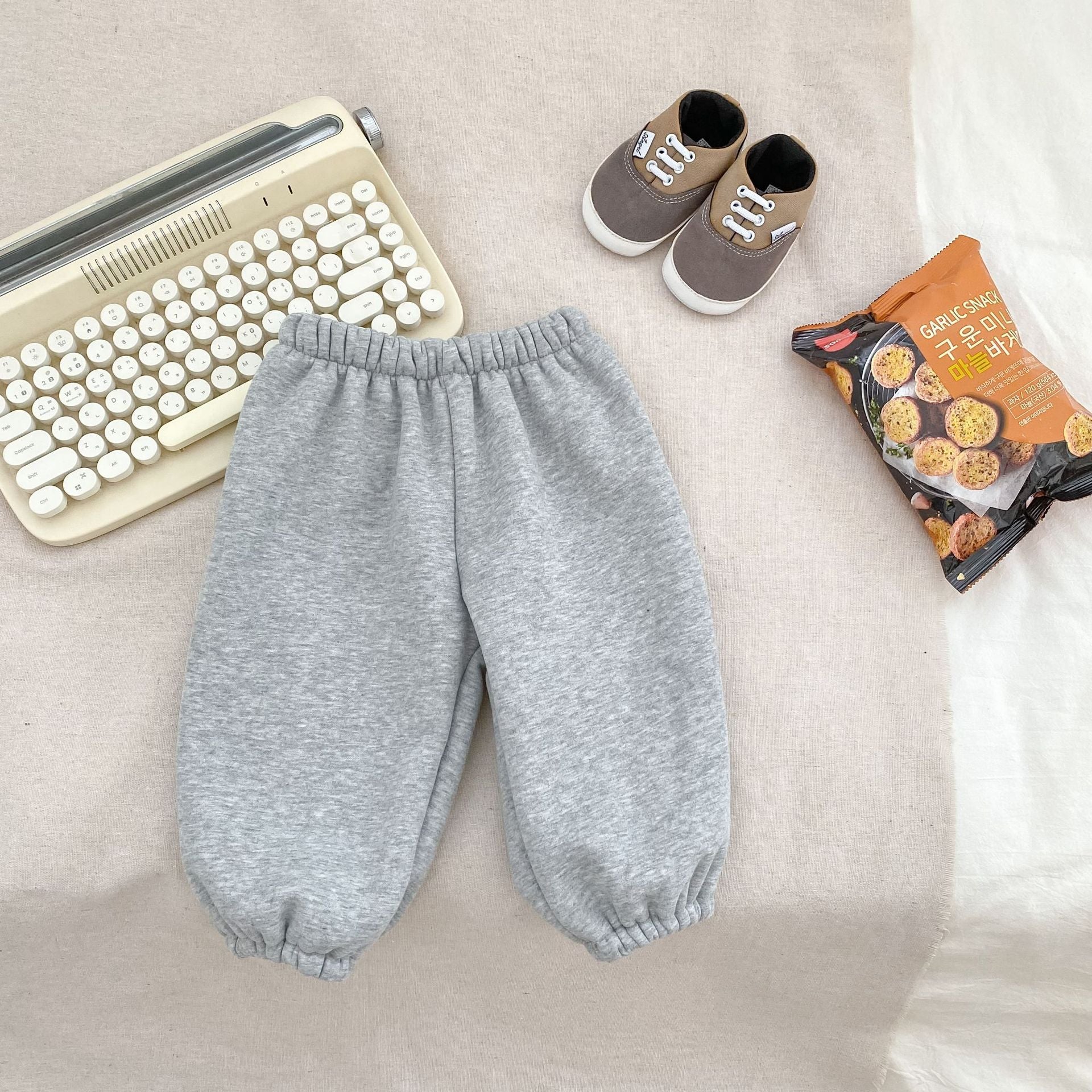 Autumn and Winter Arrival Casual Style Striped Pattern Fleece-Lined Pants for Baby and Kids