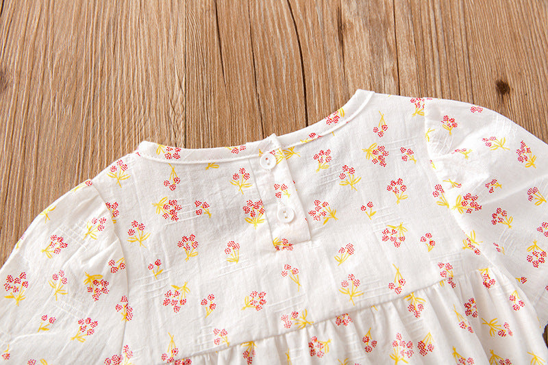 Baby Girl Floral Print Square Collar bodysuit With Hat