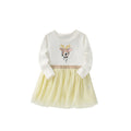 Autumn Arrival Baby Kids Girls Cartoon Pattern Long Sleeves Crew Neck Dress