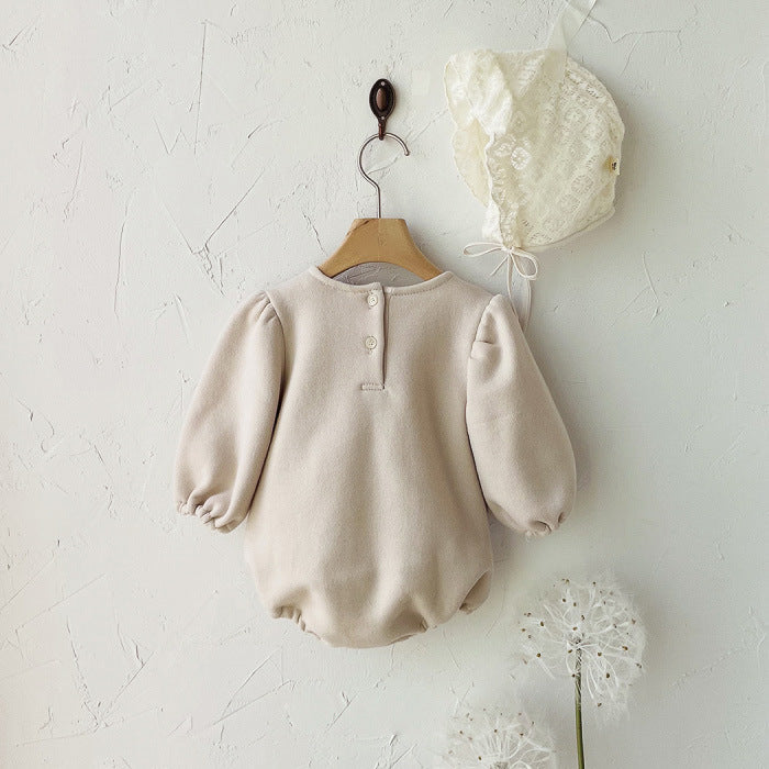 Autumn and Spring Arrival Baby Girls Lace Hollow-out Pattern Long Sleeves Color Patchwork Bodysuit