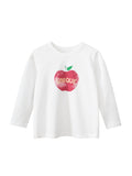 Autumn Arrival Kids Girls Unique Apple Print Crew Neck Long Sleeves Shirt
