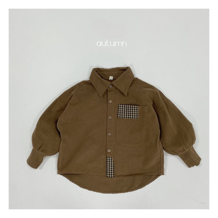Baby Solid Color Plaid Patched Design Quality Personalized Cardigan Jacket
