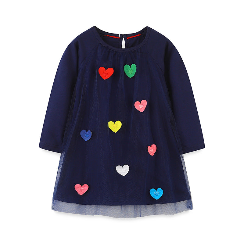 Arrival Girls’ Long Sleeve Princess Dress For Children, Baby Girls’ Exquisite Heart/Star Mesh Dress
