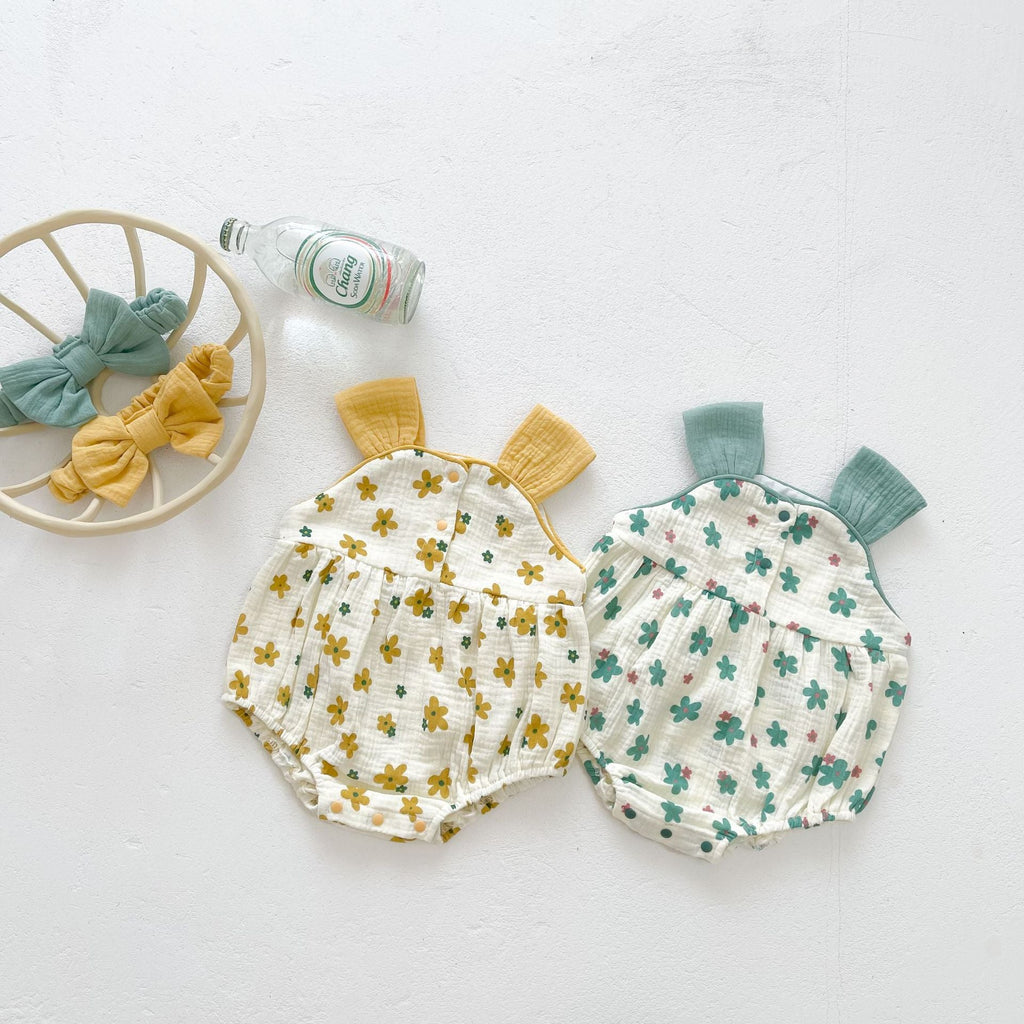 Baby Girl Floral Print Sleeveless Suspenders bodysuit