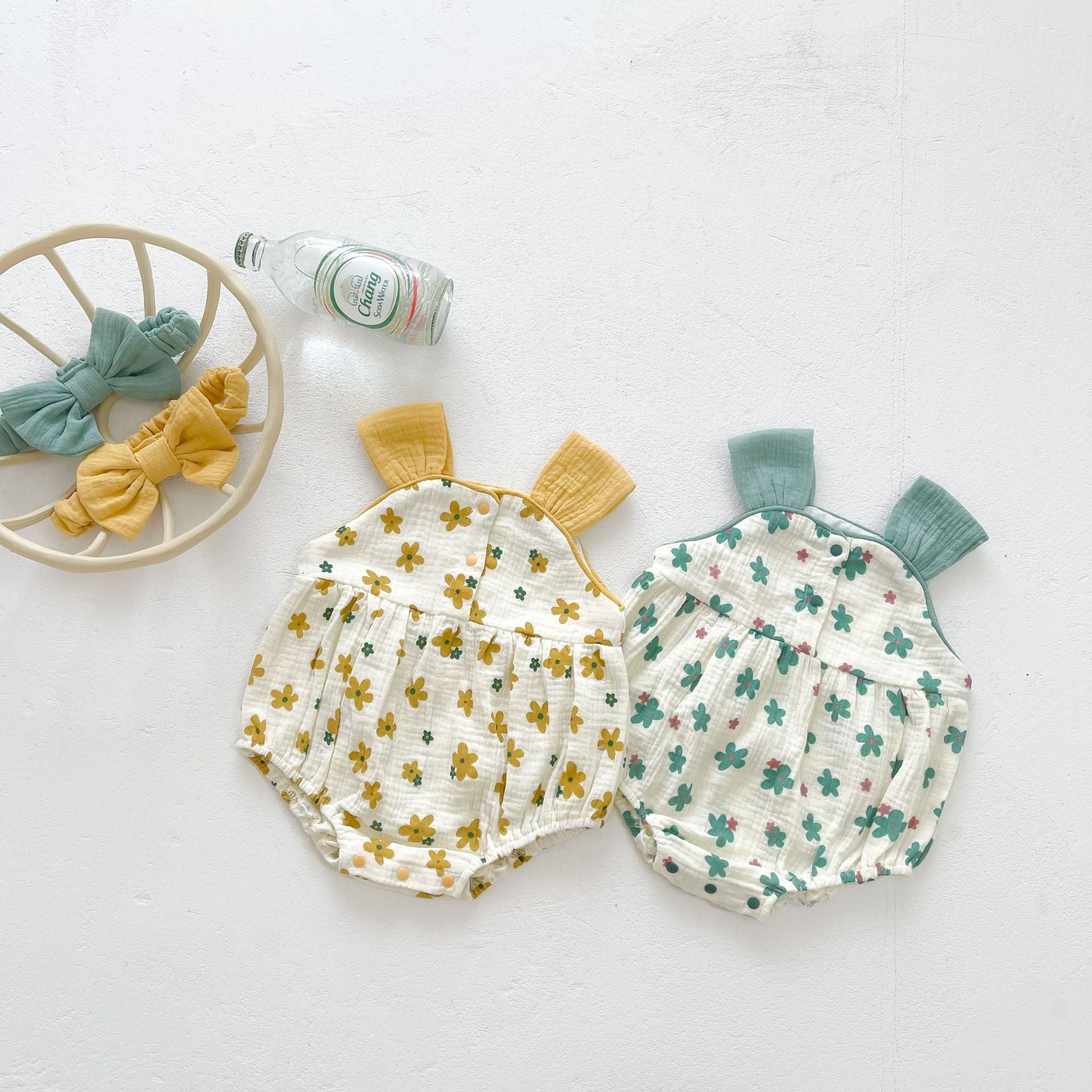 Baby Girl Floral Print Sleeveless Suspenders bodysuit